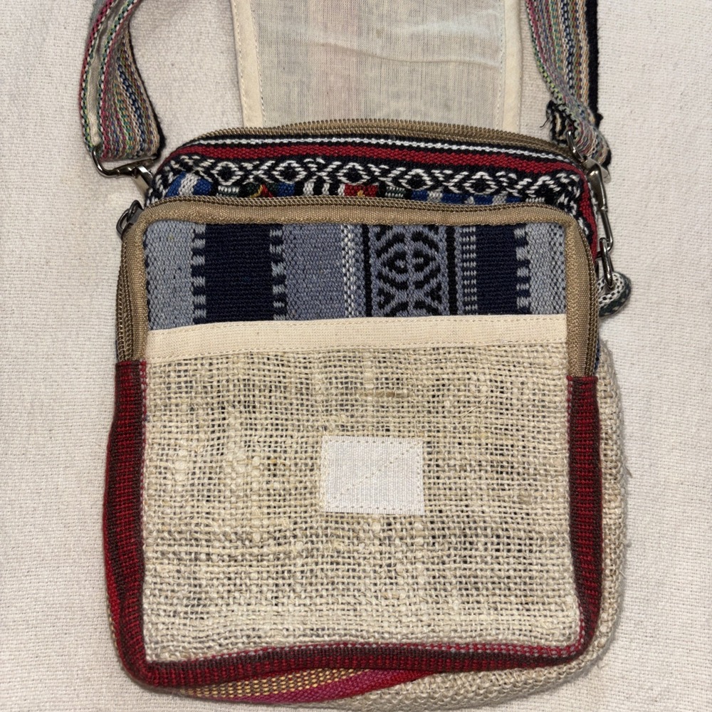 Himalayan Hemp Shoulder Cross Body Passport Travel Mini Bag Made In Nepal Boho - Picture 4 of 9
